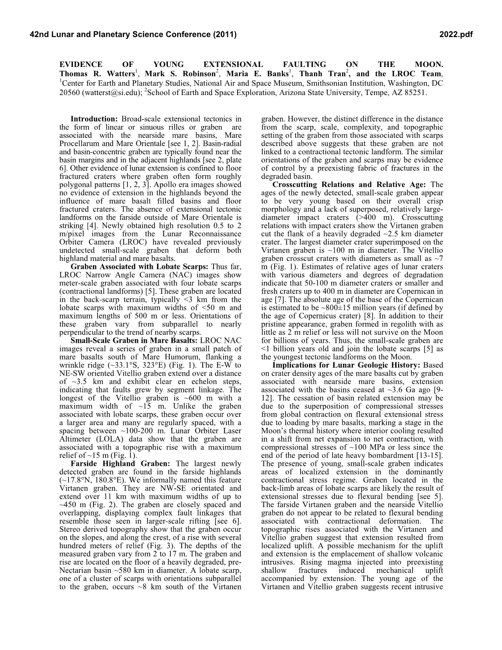 Evidence of Young Extensional Faulting on the Moon