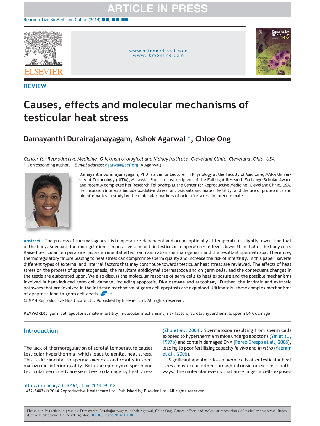 Causes, Effects and Molecular Mechanisms of Testicular Heat Stress