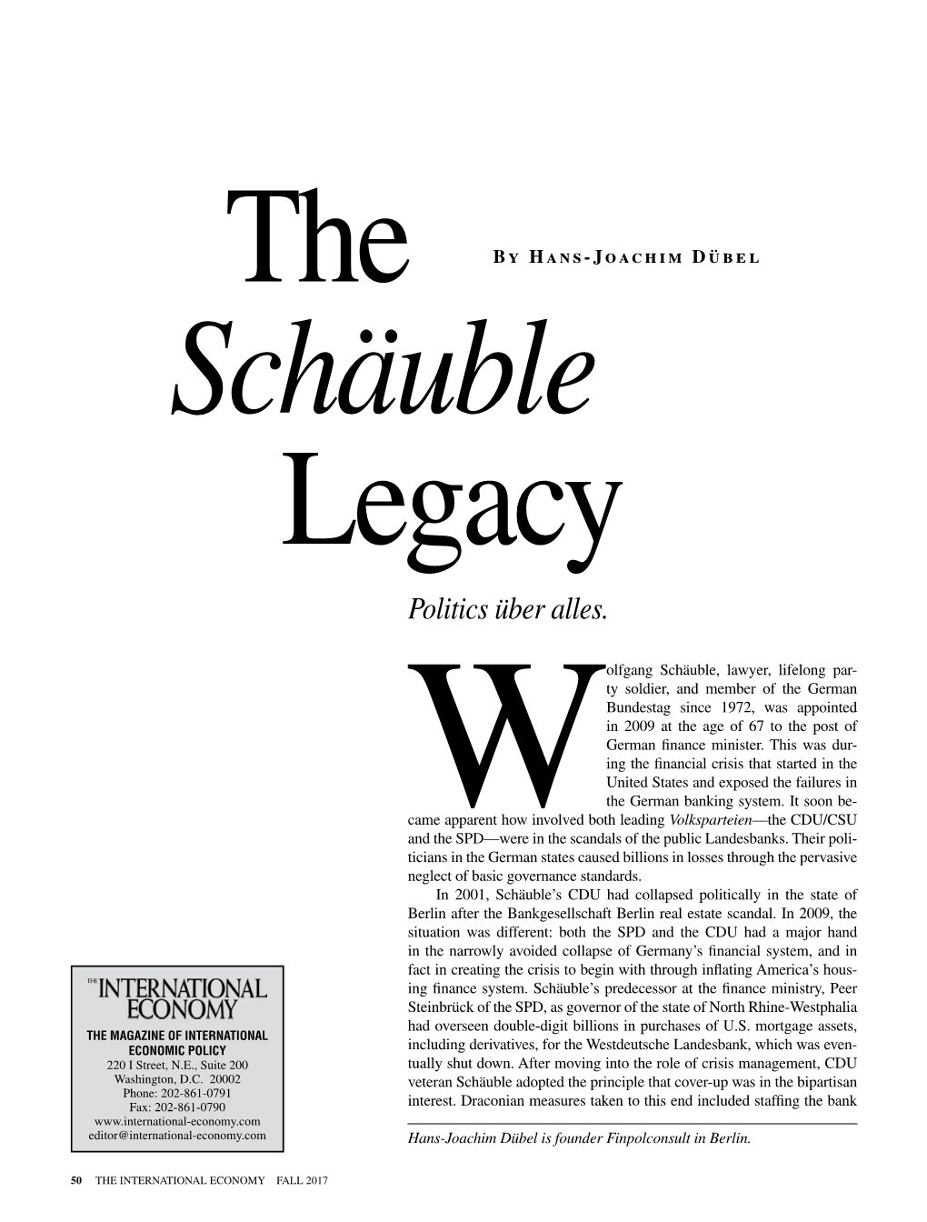 The Schäuble Legacy