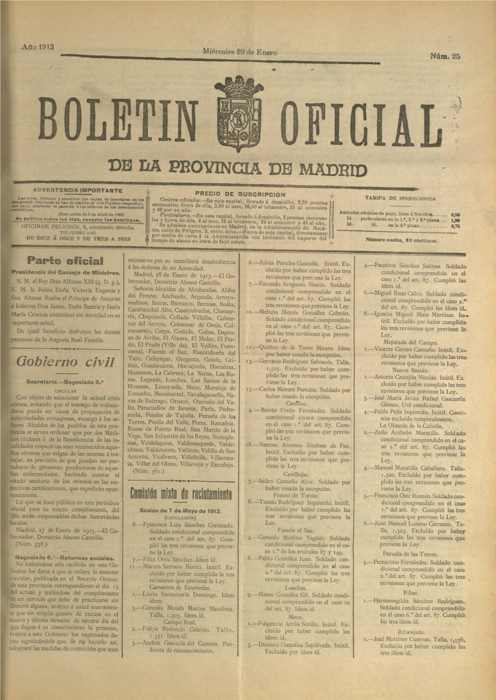 Boletín Oficial De La Provincia De Madrid (1913-01-29)