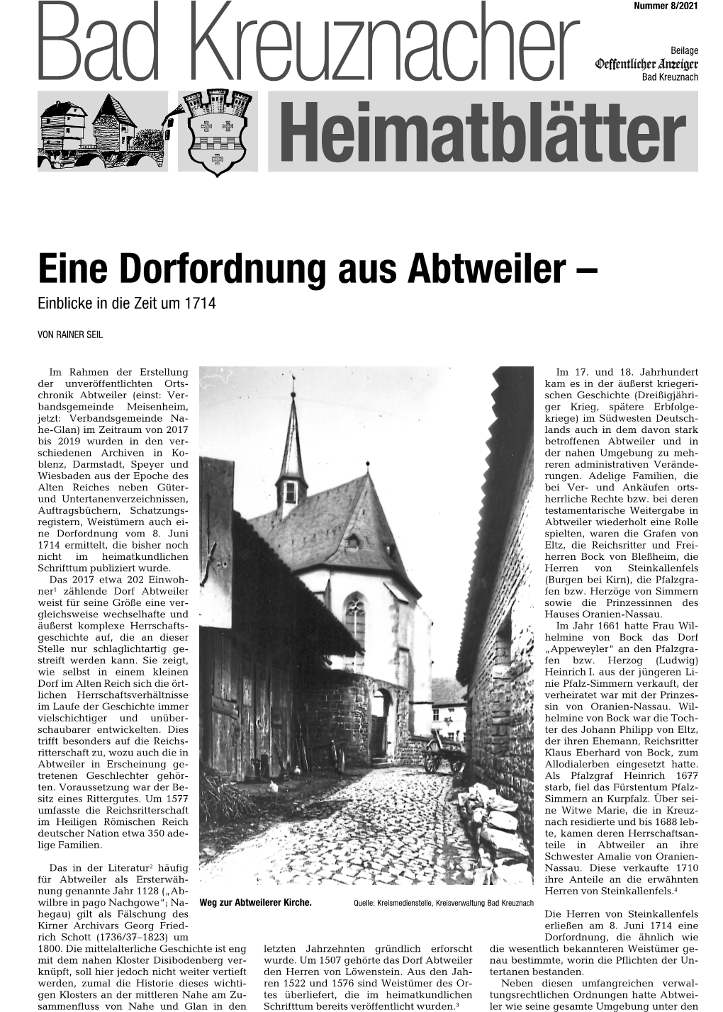 Eine Dorfordnung Aus Abtweiler – Einblicke in Die Zeit Um 1714