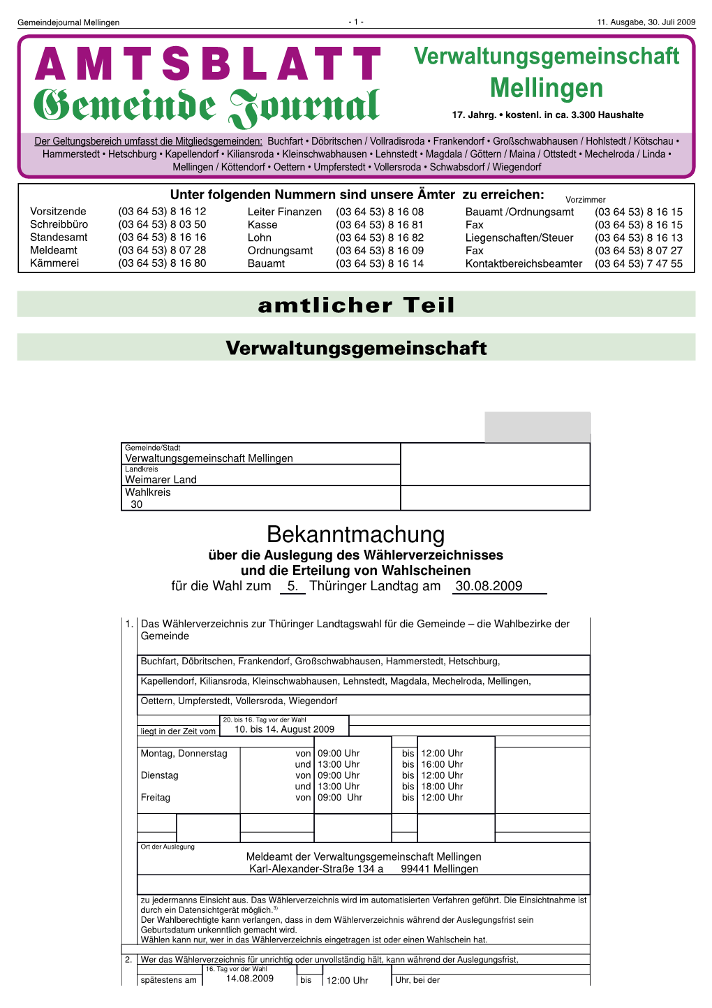 Verwaltungsgemeinschaft Mellingen Gemeinde Journal 17