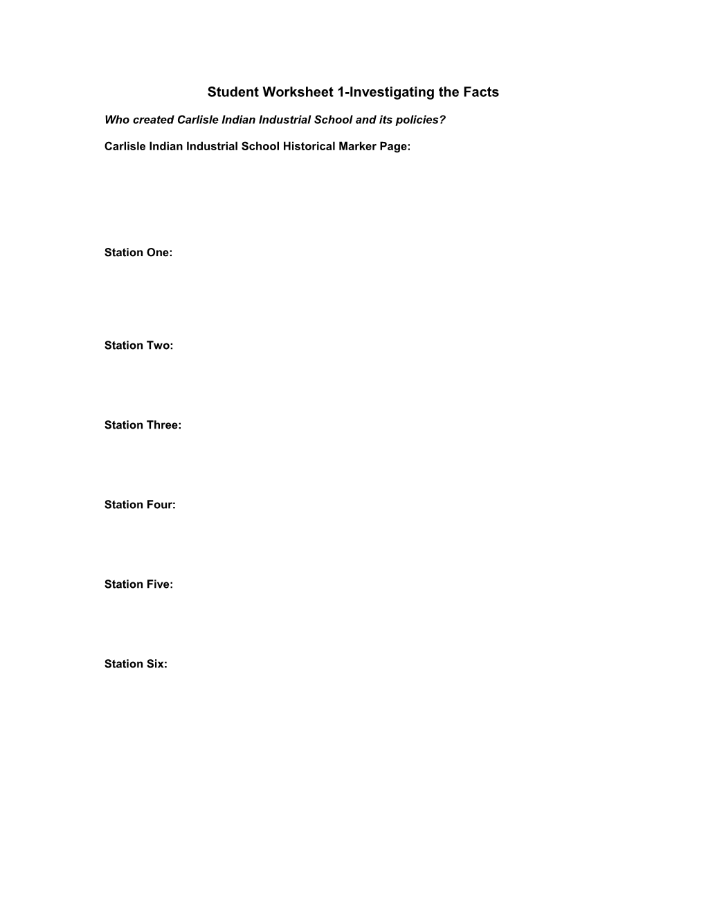 Student Worksheet 1-Investigating the Facts