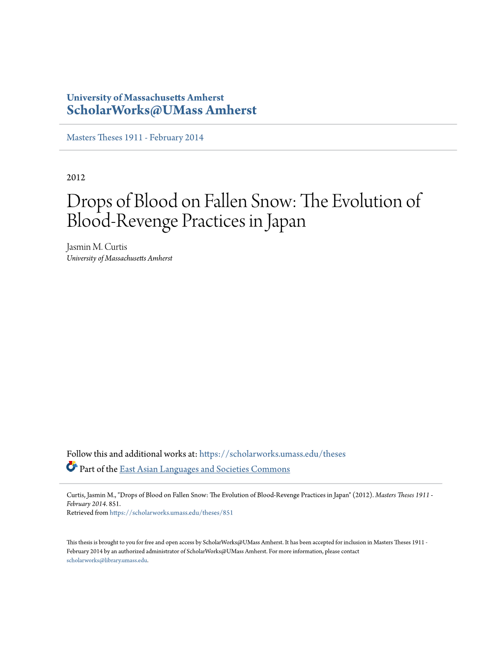 Drops of Blood on Fallen Snow: the Evolution of Blood-Revenge Practices in Japan