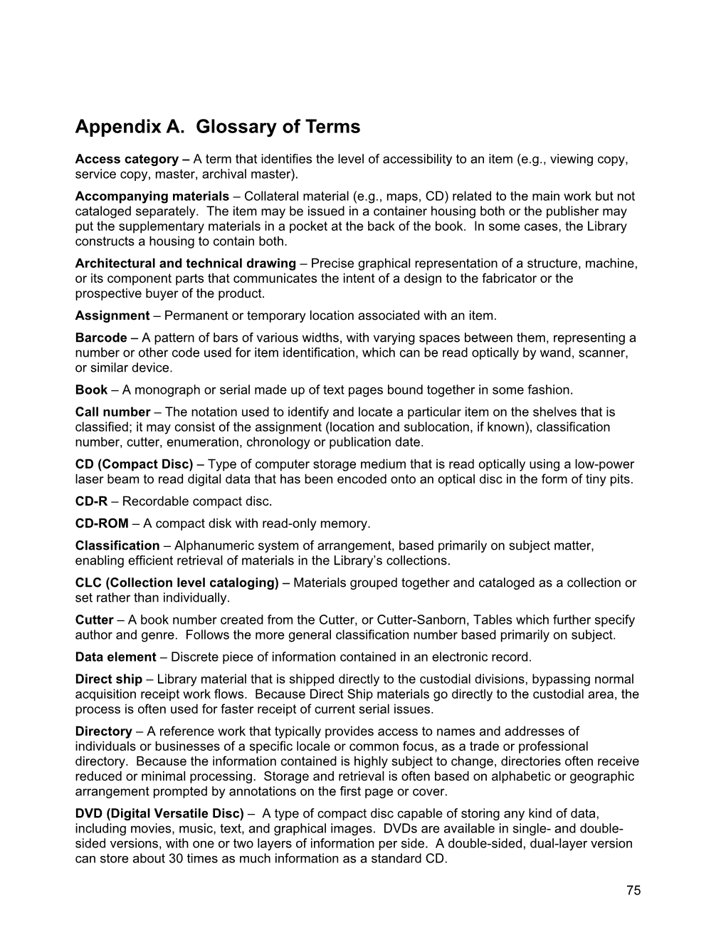 Appendix A. Glossary of Terms