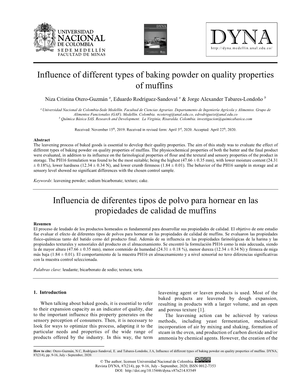 Influence of Different Types of Baking Powder on Quality Properties of Muffins