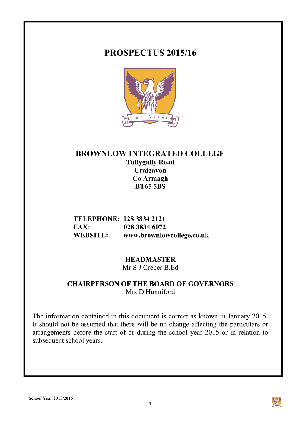 Prospectus 2015/16 Brownlow Integrated College