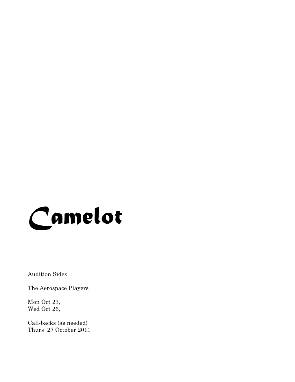 Camelot Audition Sides R2