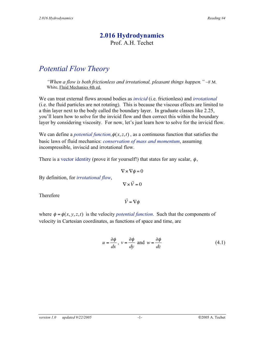 Potential Flow Theory