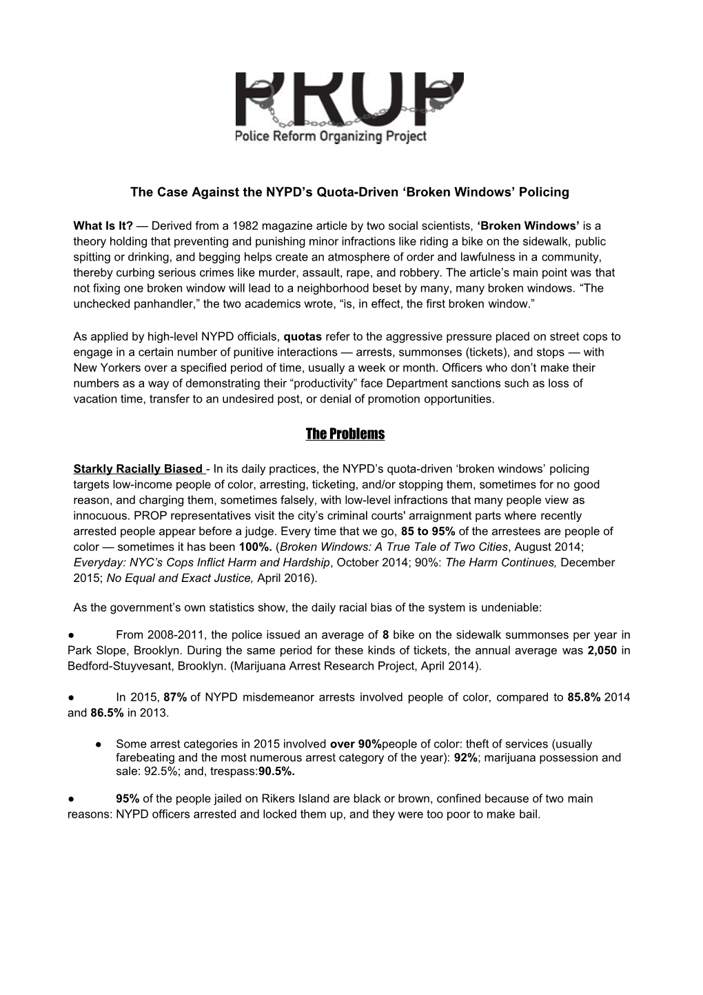 The Case Against the NYPD S Quota-Driven Broken Windows Policing