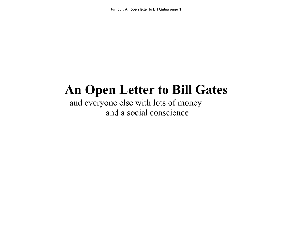 An Open Letter to Bill Gates Page 1