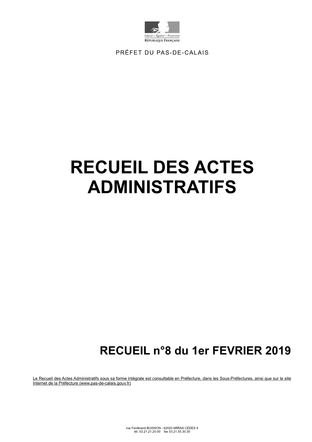 Recueil Des Actes Administratifs