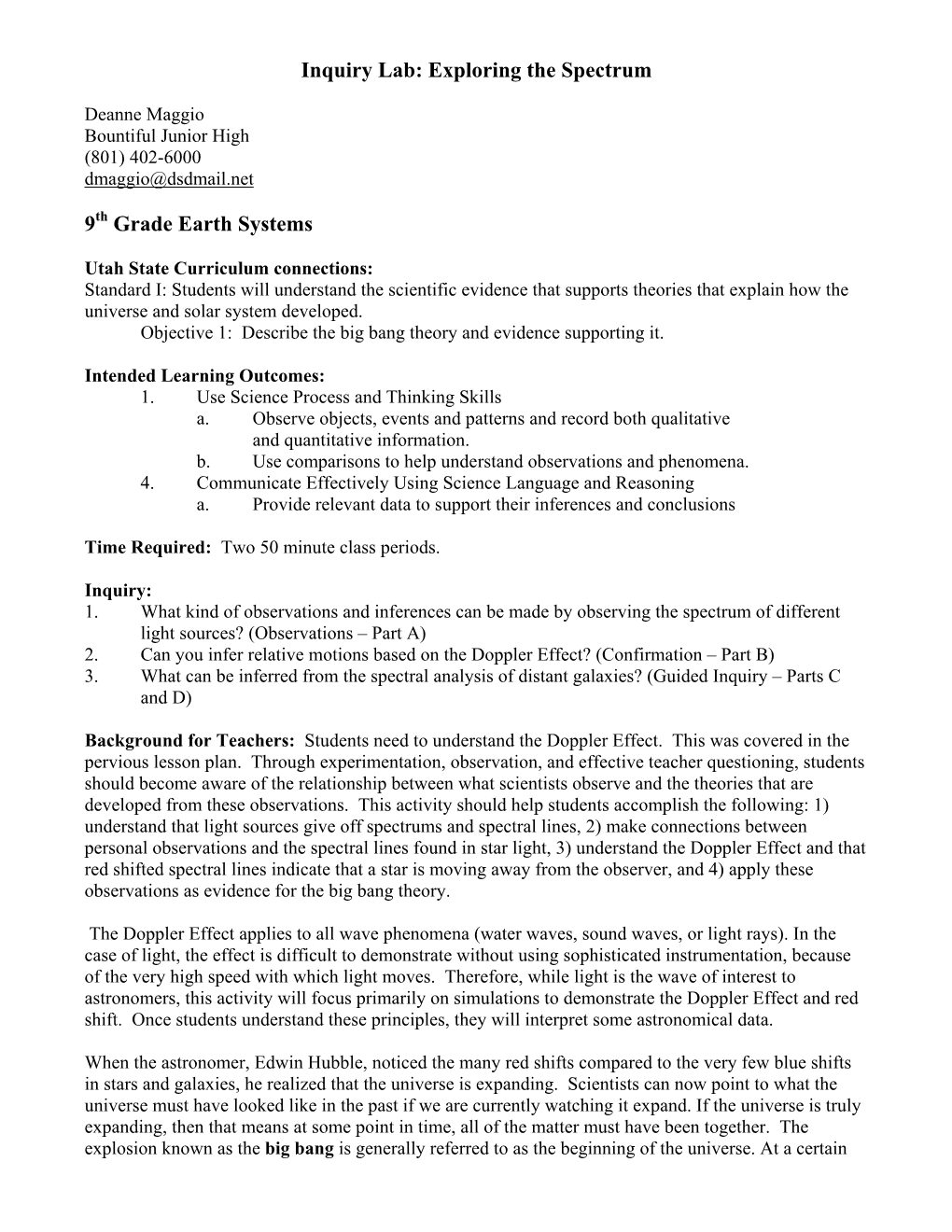 Inquiry Lab: Understanding Red Shift