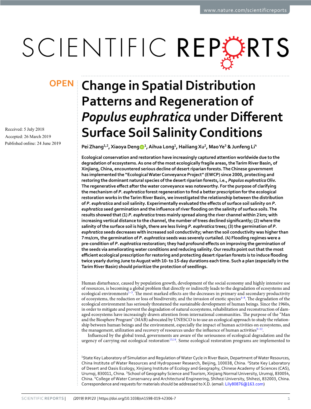 Change in Spatial Distribution Patterns and Regeneration Of