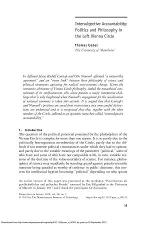 Politics and Philosophy in the Left Vienna Circle