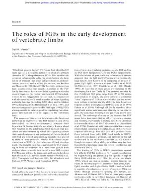 The Roles of Fgfs in the Early Development of Vertebrate Limbs
