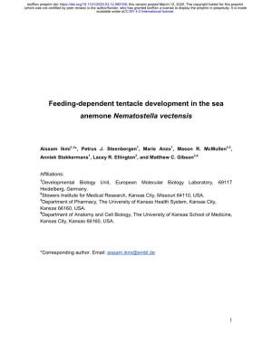 Feeding-Dependent Tentacle Development in the Sea Anemone Nematostella Vectensis