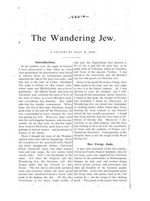 The Wandering Jew, a Lecture by Isaac M. Wise