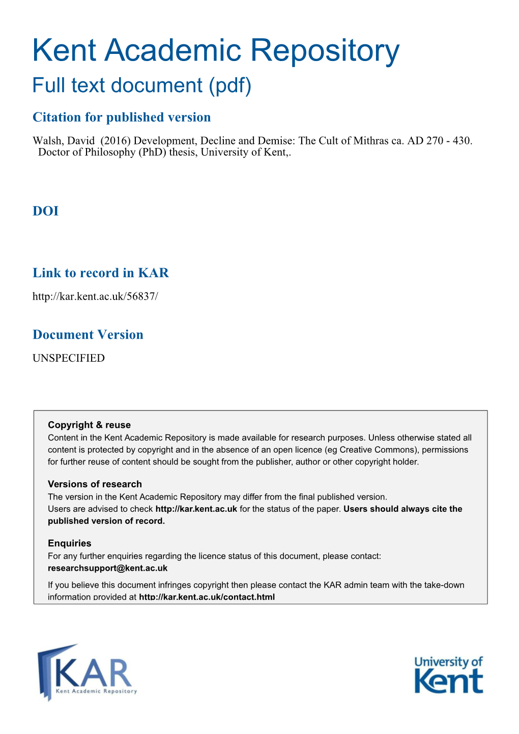 Kent Academic Repository Full Text Document (Pdf)