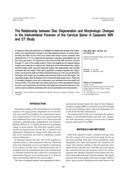 The Relationship Between Disc Degeneration and Morphologic Changes in the Intervertebral Foramen of the Cervical Spine: a Cadaveric MRI and CT Study