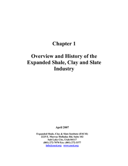 Chapter 1 Overview and History of the Expanded Shale, Clay and Slate