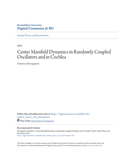 Center Manifold Dynamics in Randomly Coupled Oscillators and in Cochlea Dimitrios Moirogiannis