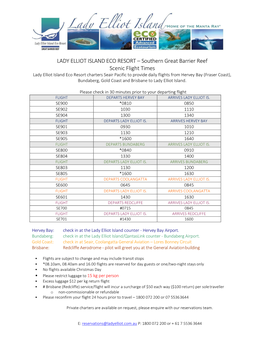 Southern Great Barrier Reef Scenic Flight Times