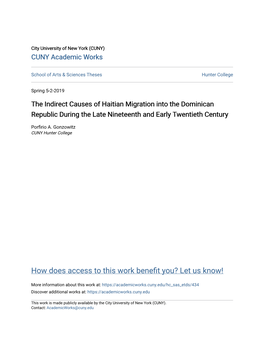 The Indirect Causes of Haitian Migration Into the Dominican Republic During the Late Nineteenth and Early Twentieth Century