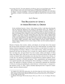The Religions of Africa in Their Historical Order 3