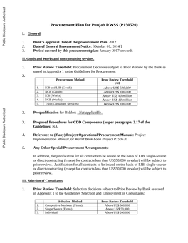 Procurement Plan for Punjab RWSS (P150520)