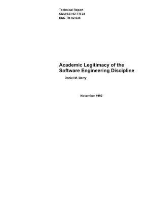 Academic Legitimacy of the Software Engineering Discipline