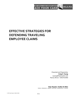 Effective Strategies for Defending Traveling Employee Claims