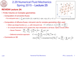 2.29 Numerical Fluid Mechanics Lecture 25 Slides