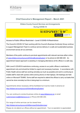 Chief Executive's Report March 2021