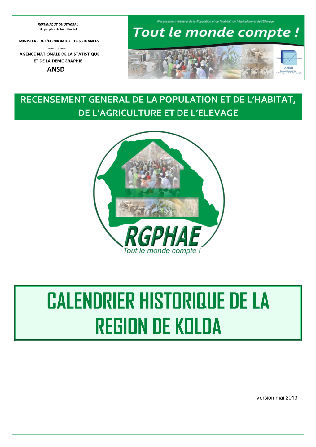 Calendrier Historique De La Region De Kolda