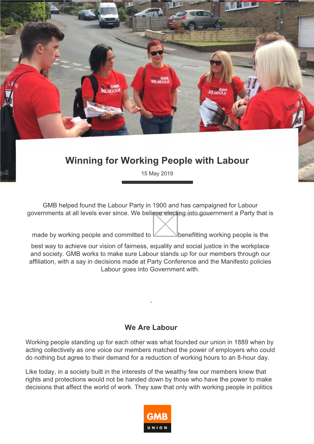 Winning for Working People with Labour 15 May 2019