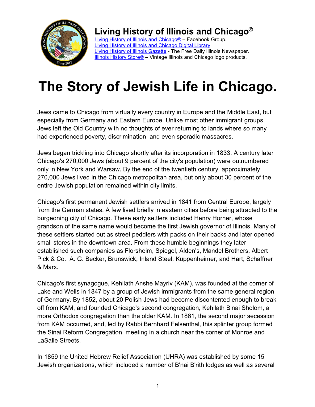 The Story of Jewish Life in Chicago