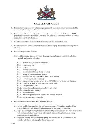 Calculator Policy
