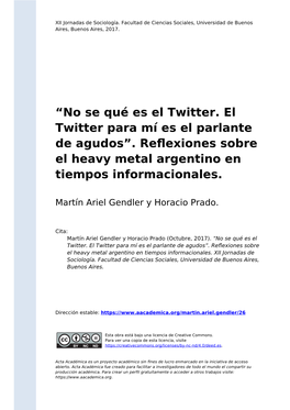 Reflexiones Sobre El Heavy Metal Argentino En Tiempos Informacionales1