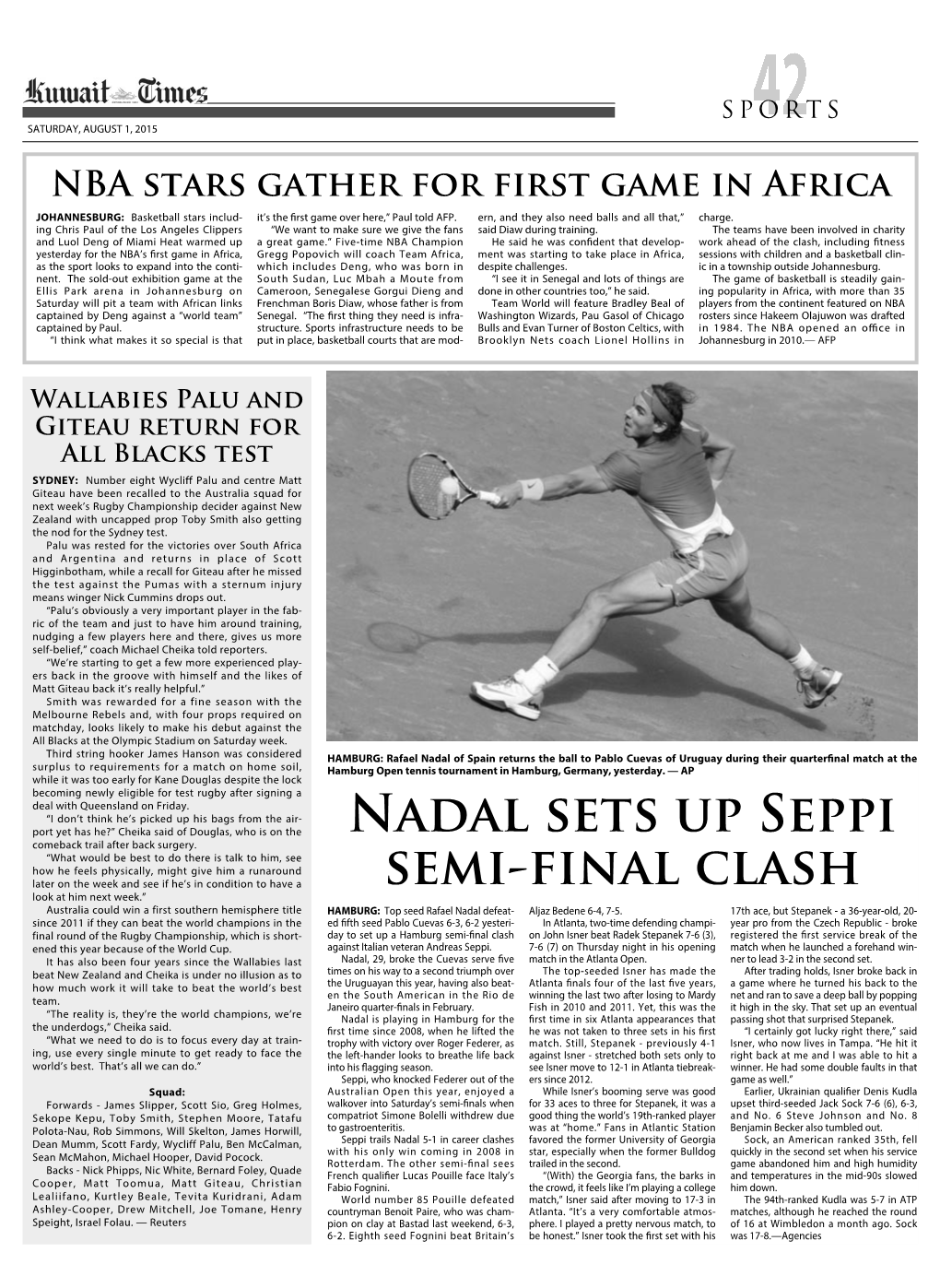 Nadal Sets up Seppi Semi-Final Clash