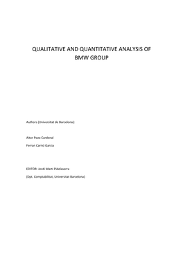 Qualitative and Quantitative Analysis of Bmw Group