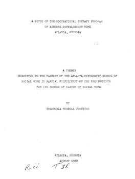 A Study Op the Occupational Therapy Program of Aidmors Convalescent Home