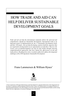 How Trade and Aid Can Help Deliver Sustainable Development Goals