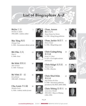 List of Biographies A–Z
