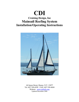 Cruising Design, Inc Mainsail Reefing System Installation/Operating Instructions