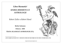 Liber Hermetis1 KNIHA HERMOVA O ASTROLOGII Robert Zoller A