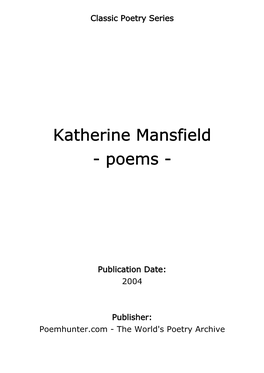 Katherine Mansfield - Poems