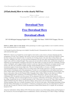 152U6 [Download Free Pdf] How to Write Clearly Online