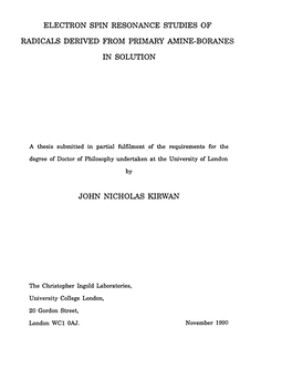 Electron Spin Resonance Studies of Radicals Derived from Primary Amine-Boranes in Solution