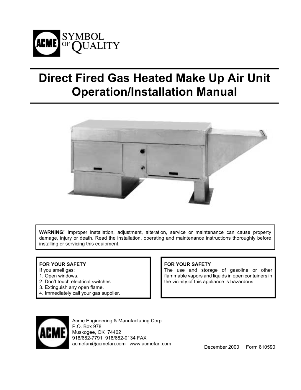 direct-fired-gas-heated-make-up-air-unit-operation-installation-manual